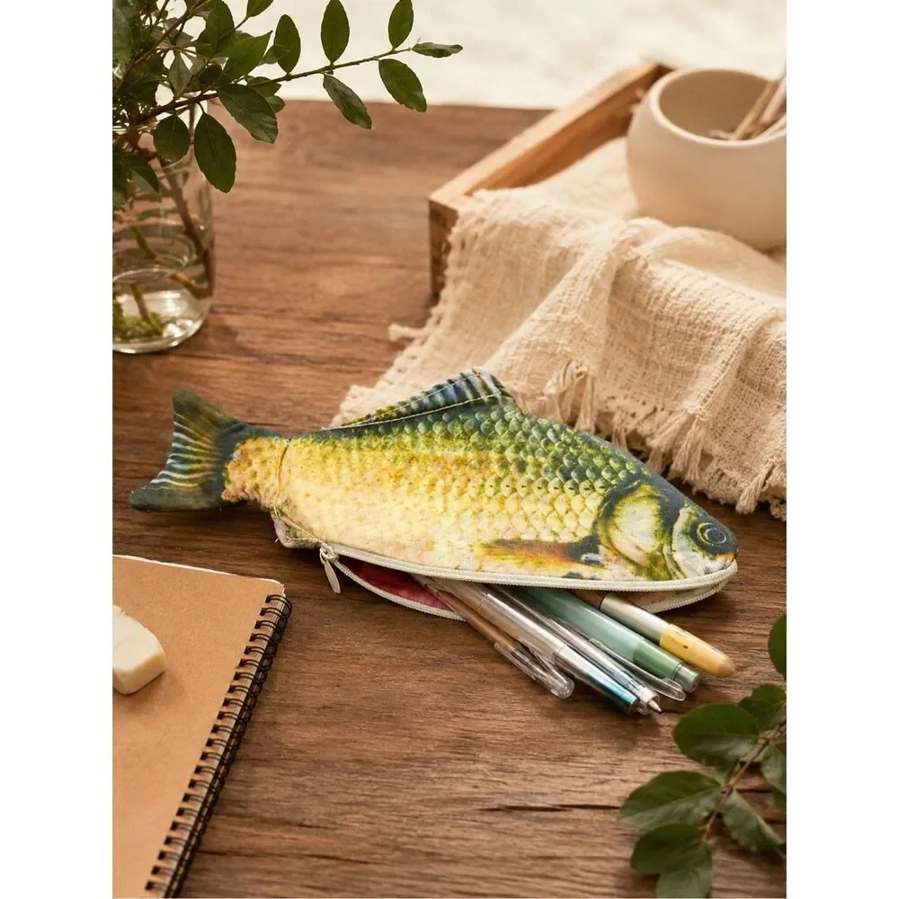 Funny Fish Shaped Cosmetic Bag Pencil Case Makeup Pouch Travel Organizer